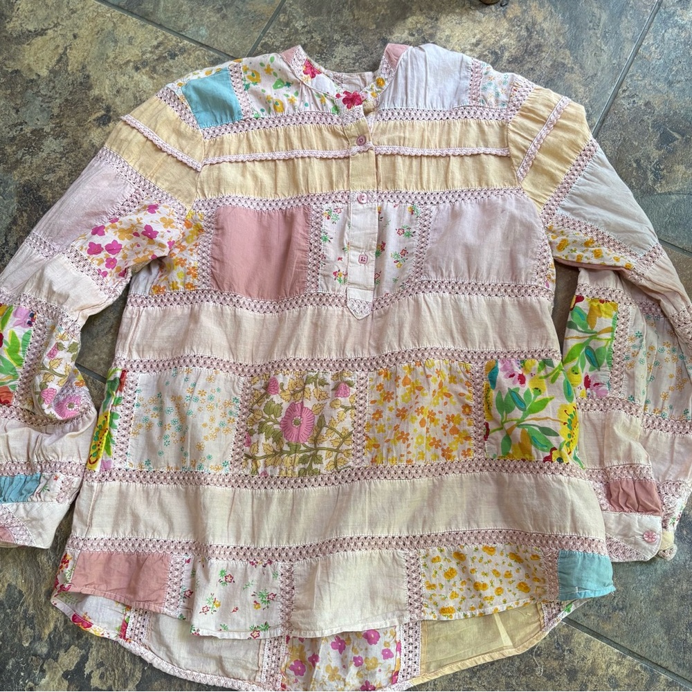 Ivy Jane Pink and Yellow Patchwork Blouse